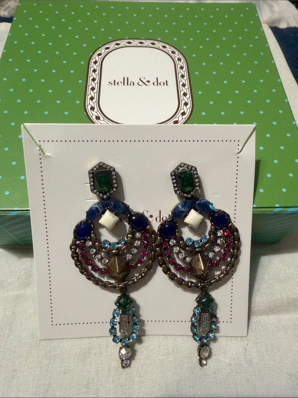 Stella & Dot Multicolor Gem Drop Chandelier Earrings